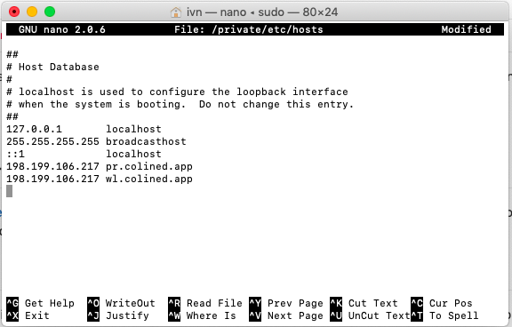 Sample hosts file for macOS